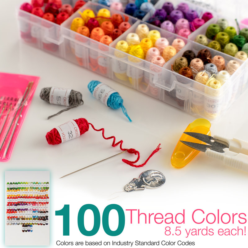 Bracelet Making Kit - 170pc Embroidery Floss Thread & Friendship Bracelet String Kit