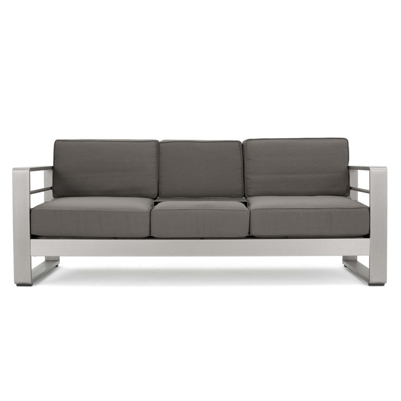 3 Seater Sofa With Metal Tray, Gray Cushion/Gray Frame