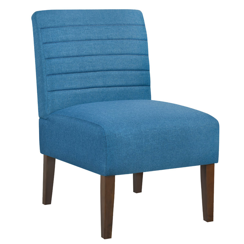 Aftonshire Modern Accent Chair, Armless Lounge Chair With Tufted Upholstery & Wood Legs, Fabric Side Chair- Horizontal Back Design, Comfortable Decor