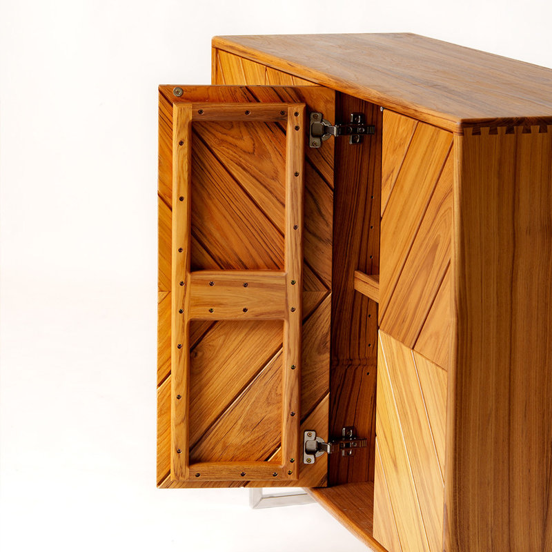Buffet simple en bois massif avec rangement, H 36,22 po x l 62,99 po x P 15,74 po