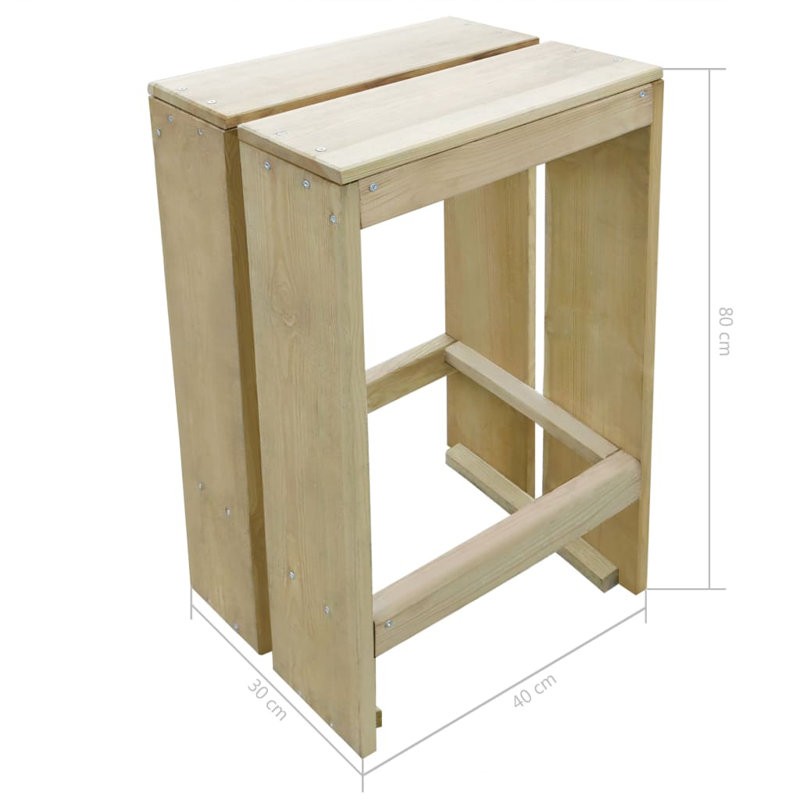 Perris Union Rustic Bar Set with Solid Wood Outer Material