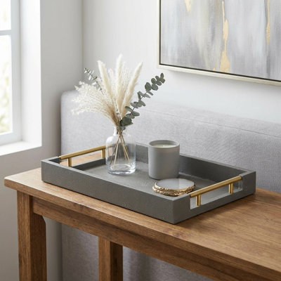 Baidy Hand-Finished Faux Shagreen Rectangular Serving Tray