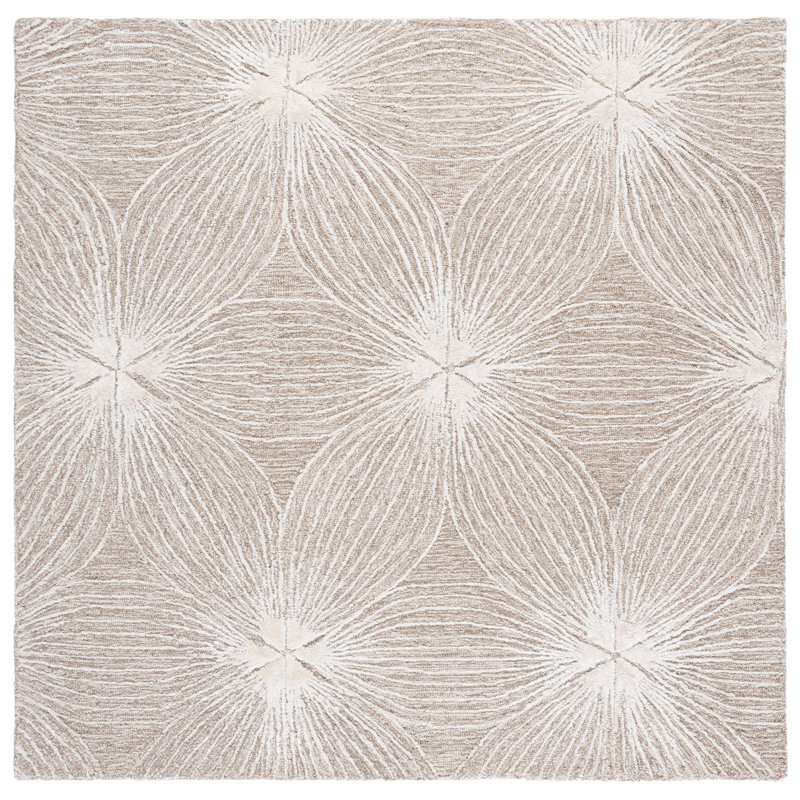Glamour 611 Hand Tufted 55% Wool; 35% Viscose; 10% Cotton Floral Rug, Square 6'