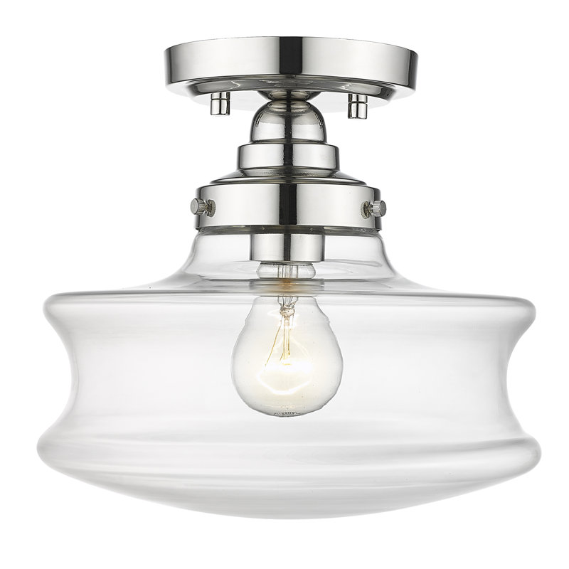 Canion Glass Semi Flush Mount, Polished Nickel