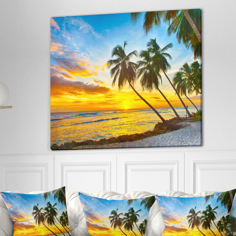 Palmier à la plage - reproduction de photo sur toile tendue, H 30 po x l 40 po x P 1,5 po