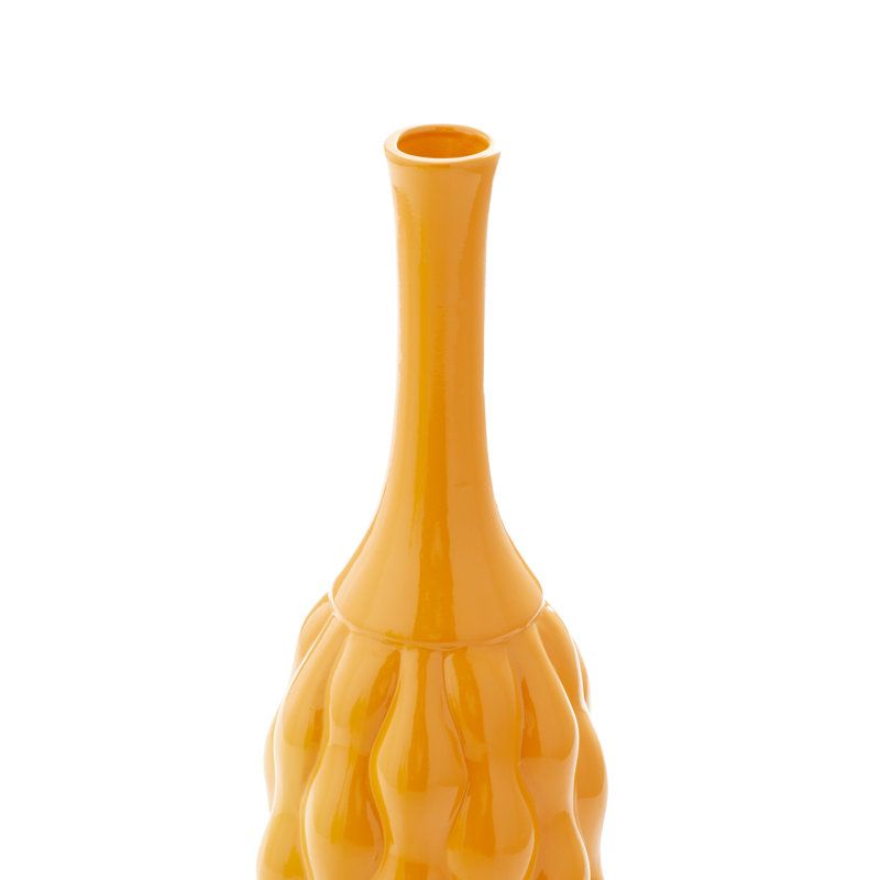 Coastal Charm 18" Trumpet Ceramic Vase Trio in Yellow, Orange, and Green