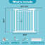 Barrière de sécurité pour animaux extra-large à fermeture automatique - Installation réglable sans perçage, conception arquée moderne pour les portes, les escaliers et l'utilisation intérieure / extérieure-115173378-115279642