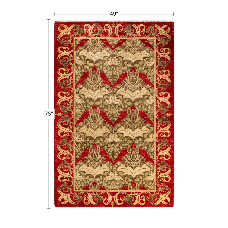 Overyed One-of-a-Kind Rectangle 4'1" X 6'3" Hand Knotted Area Rug