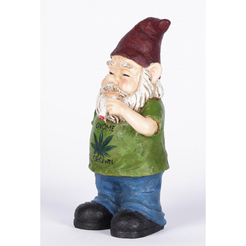 Smoking Gnome Garden Statue