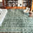 8x10 ft Dark Green Floral Area Rugs for Living Room, Washable Printed Vintage Floral Rug for Living Room, Extra Large Area Rugs for Bedroom Low Pile Non Slip Rug for Home Decor Aesthetic-83125047-78677723