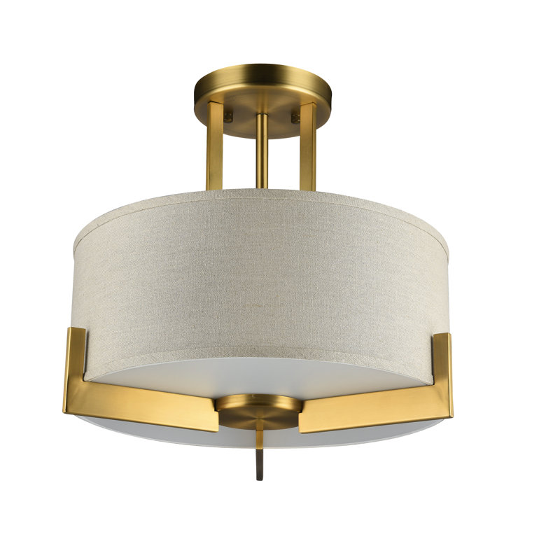 Montesano 3-Light Gold Semi Flush Mount With White Shade