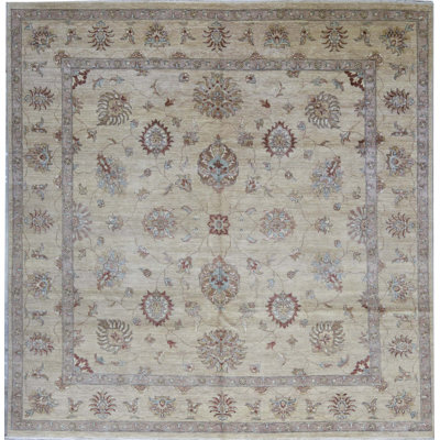 Tapis beige et brun de haute qualité noué à la main