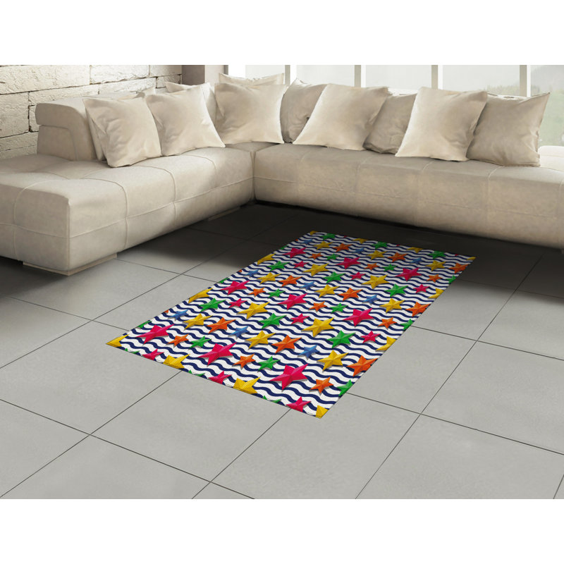 Nautical High Density Long Fiber Poly Threads Decorative Area Rug Carpet, Rectangle 4' x 5'8"