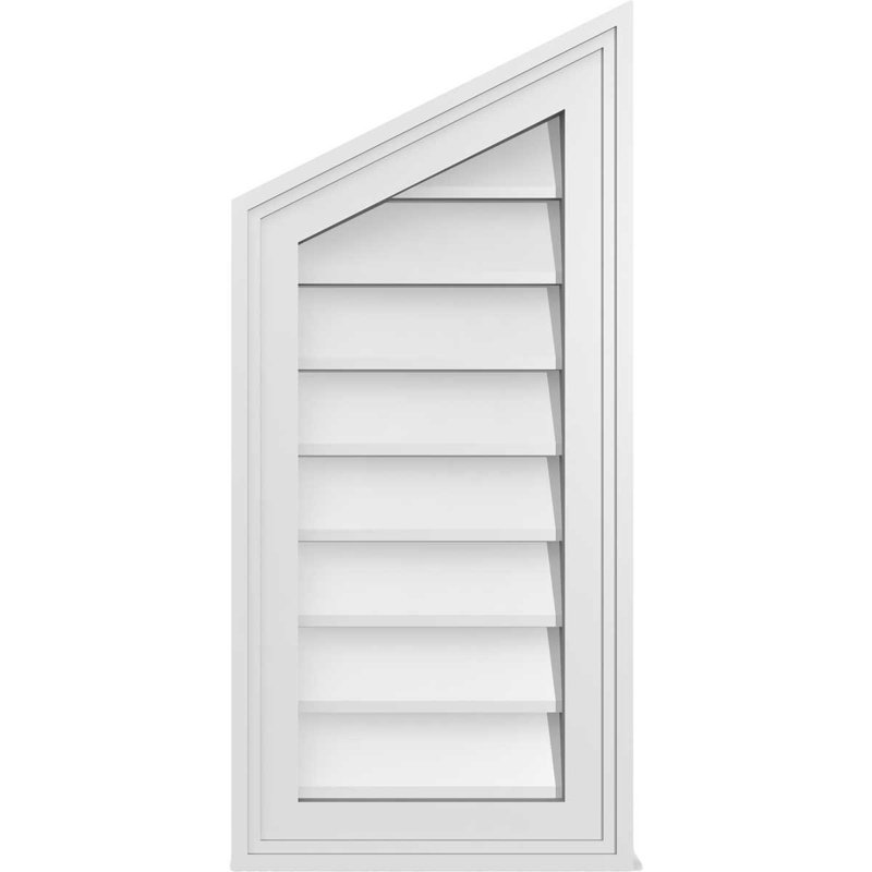 Half Peaked Left Surface Mount Signature Urethane Non-Functional Gable Vent 6/12 Pitch Primed Tan, 26" H x 12" W x 1.5" D