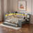 Upholstered Daybed With Storage Shelves, Trundle, Charging Station, Led Light And Desk-569649517