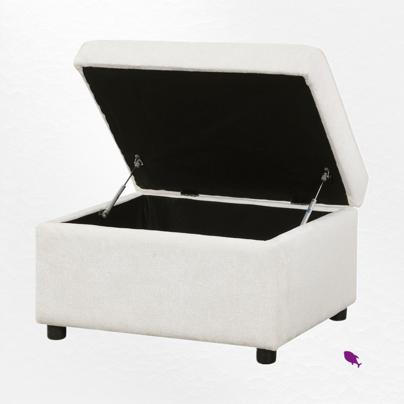 Canapé modulaire 5 pièces avec rangement, Chenille crème