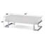 Table basse blanche lustrée avec plateau relevable et base chromée, l 47 po x P 20 po