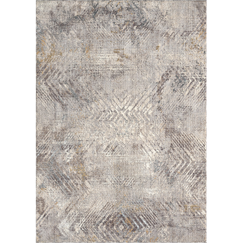 Mariandi Fulton - Tapis moderne gris à motif de chevrons d'aspect vieilli, Rectangle 7'10" x 10'6"