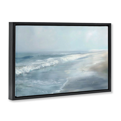 Foggy Faded Coastline Floating Frame, design by LSR Design Studio