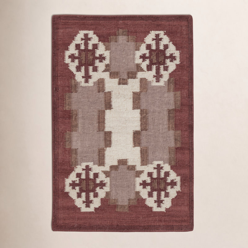 Tapis d'intérieur en laine Tiarnach, Rouge, 3 pi x 5 pi
