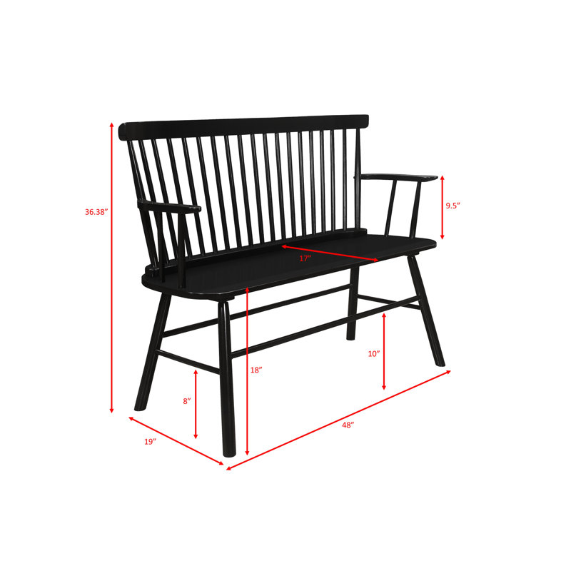 Black Wooden Chair In Style With Spindle Back Bench Ornamentation, Black