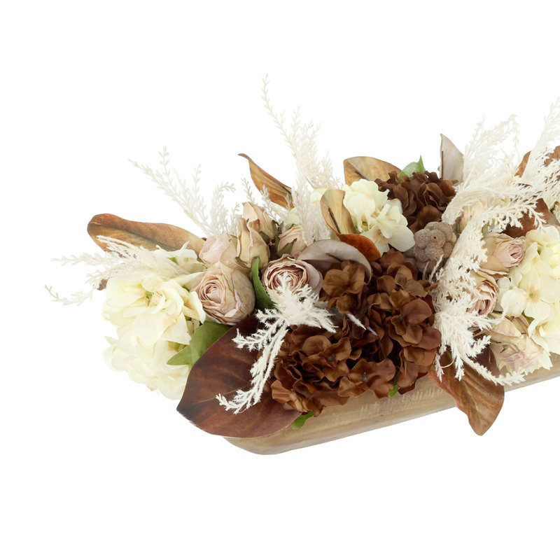Fall Centerpiece with Hydrangeas, Pampas and Roses