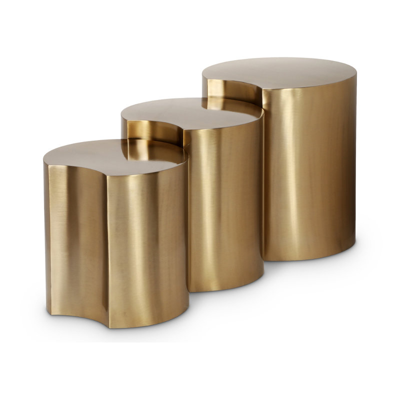 Ismah Iron Top End Table Set, Gold