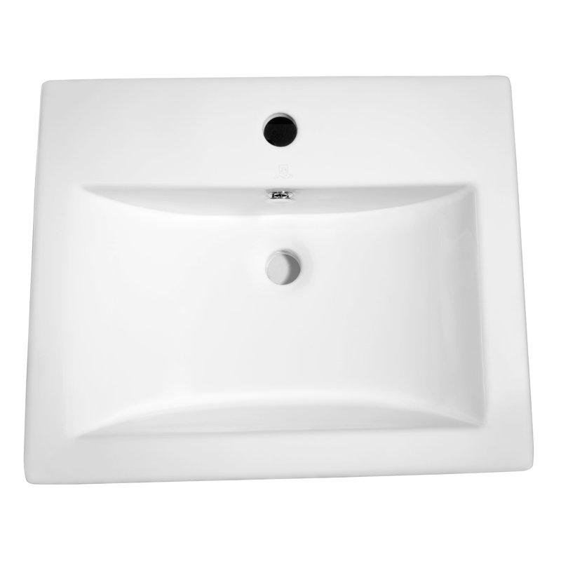 ANZZI Vitruvius Series 17'' White Vitreous China Rectangular Bathroom Sink with Overflow