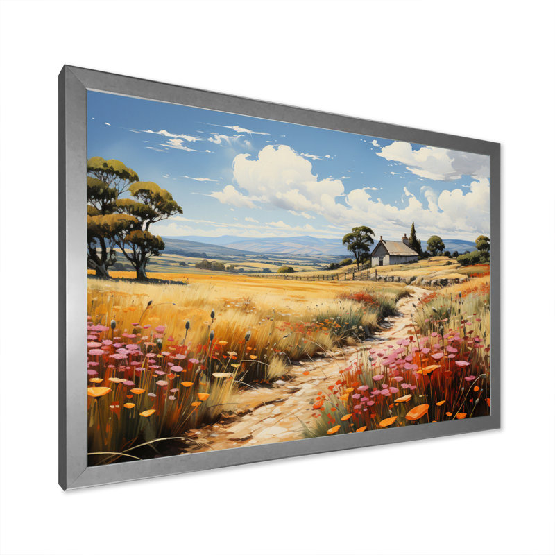 Farm Summer Fauvist Field IV, H 30 po x l 40 po x P 1,5 po, Cadre simple argenté