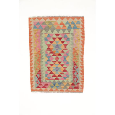 Rectangle 60 cm x 90 cm Geometric Wool Hand Woven Kilim