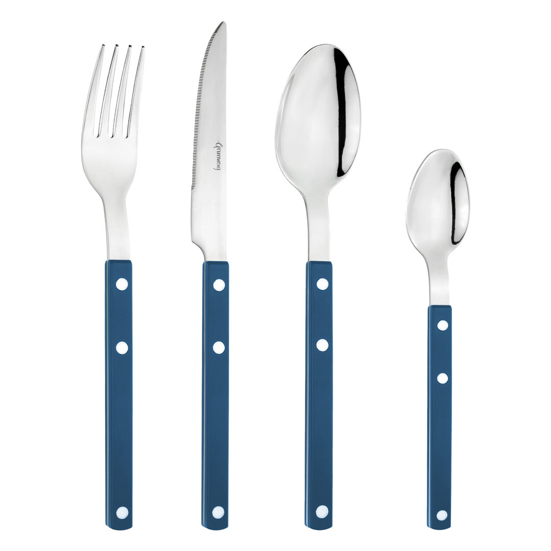 Grunwerg Bistro Cutlery, 24 Piece Set, 18/0 Stainless Steel, Riveted Handle