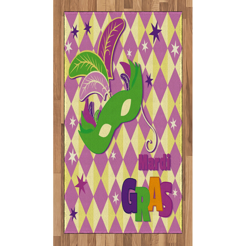 Tapis décoratif en fibres de polyester à haute densité Mardi Gras, Rectangle 2 pi 7 po x 5 pi
