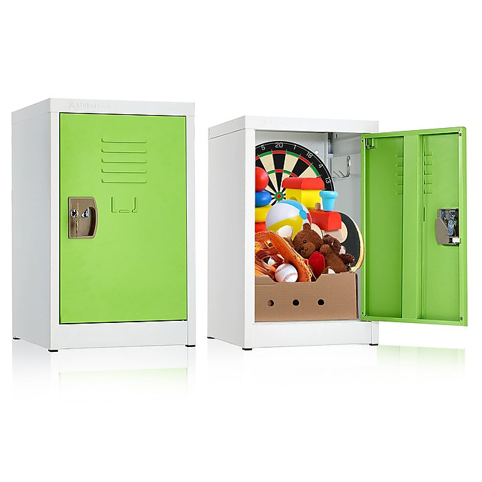 Green and White Steel Single Tier Kids Storage Locker