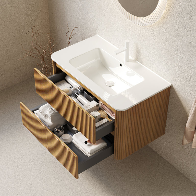Meuble-lavabo de salle de bain NOOR, Bois naturel