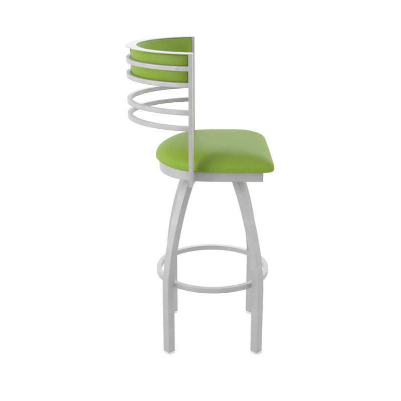 Hunter Swivel Stool, Nickel anodisé, Tabouret de comptoir (siège d'une hauteur de 25 p, Vinyle - Canter Kiwi - vert