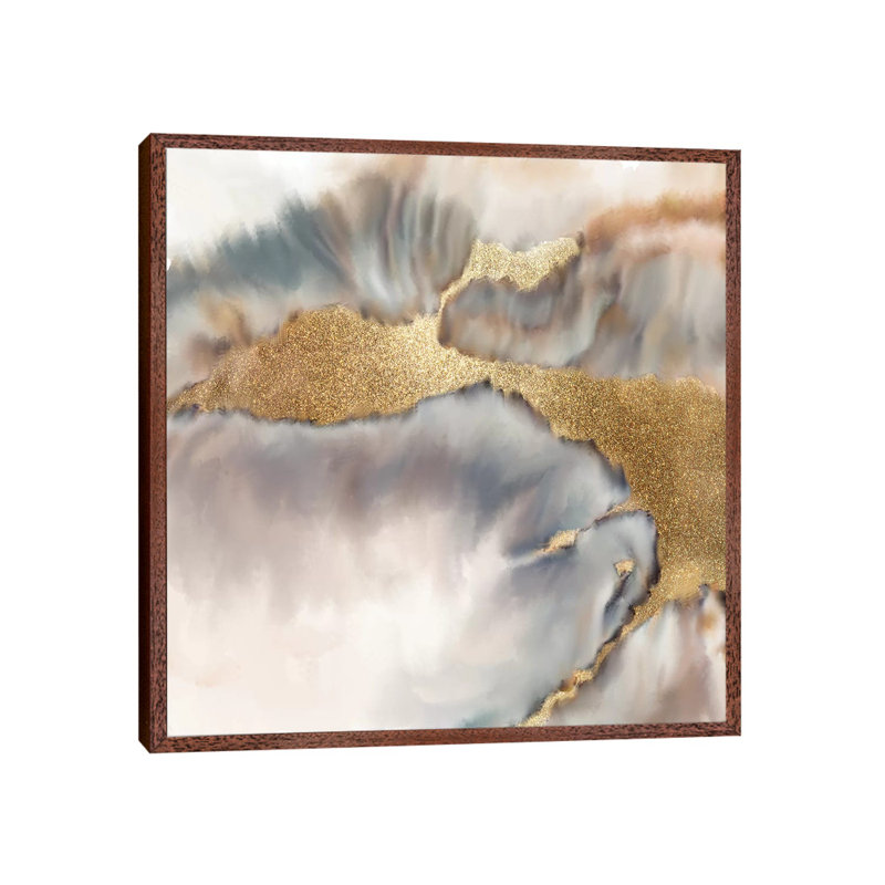 Stream Of Gold by Kimberly Allen - Print on Canvas, 45.72cm H x 45.72cm W x 3.81cm D, Classic Brown Wood Framed