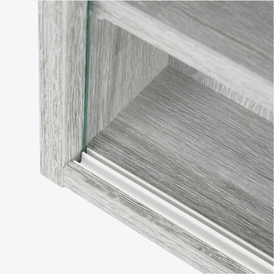 Vitrine à 5 niveaux, vitrine en verre avec 2 portes et tablettes réglables, fixation murale, gris