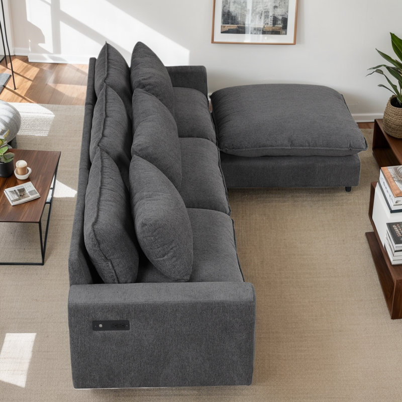 Canapé modulaire 128 po, Gris chenille