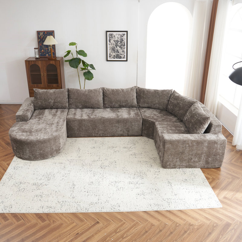 Ensemble de canapés modulaires surdimensionnés de 139 po avec canapé modulaire Cloud, Brun
