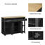 Îlot de cuisine de 47 pouces avec table de salle à manger extensible avec tablettes de rangement intérieures, prise de courant noire