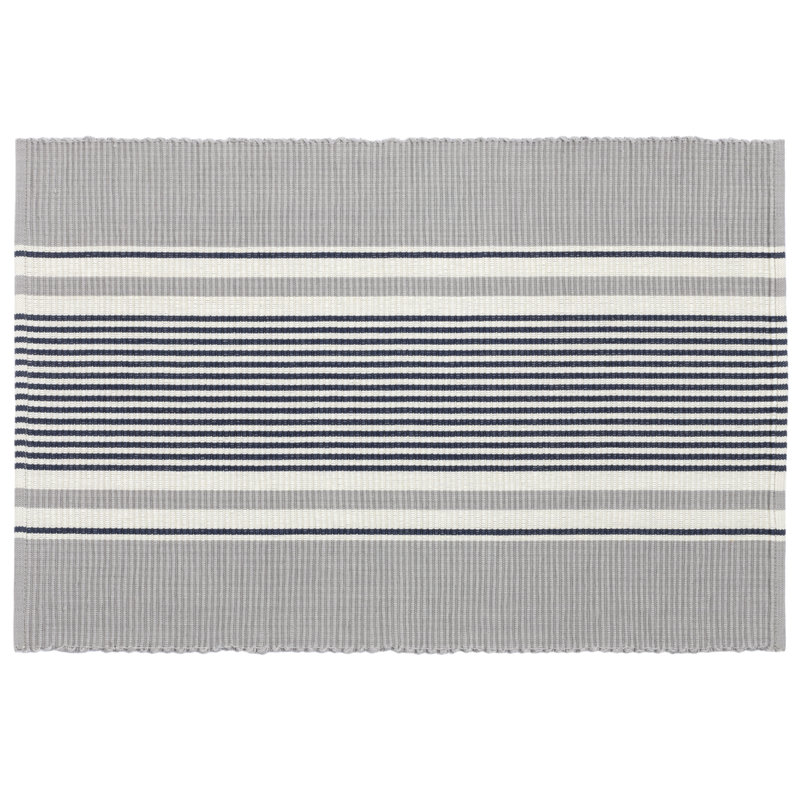 Gunner Stripe Gray and White Cotton Placemat Set of 4