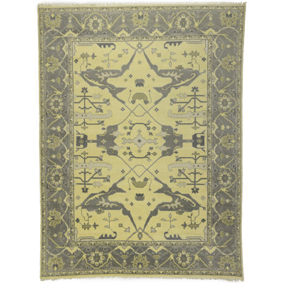 Tapis oriental jaune Oushak 9 x 12