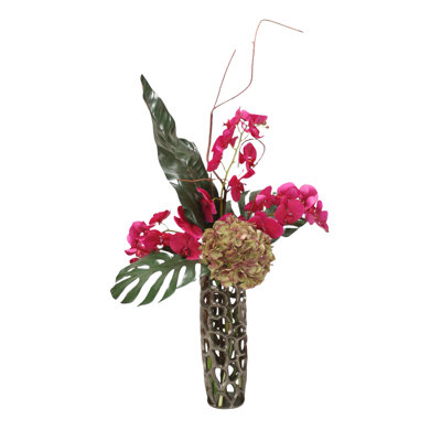 Hydrangea and Phalaenopsis Orchid Centerpiece in Vase