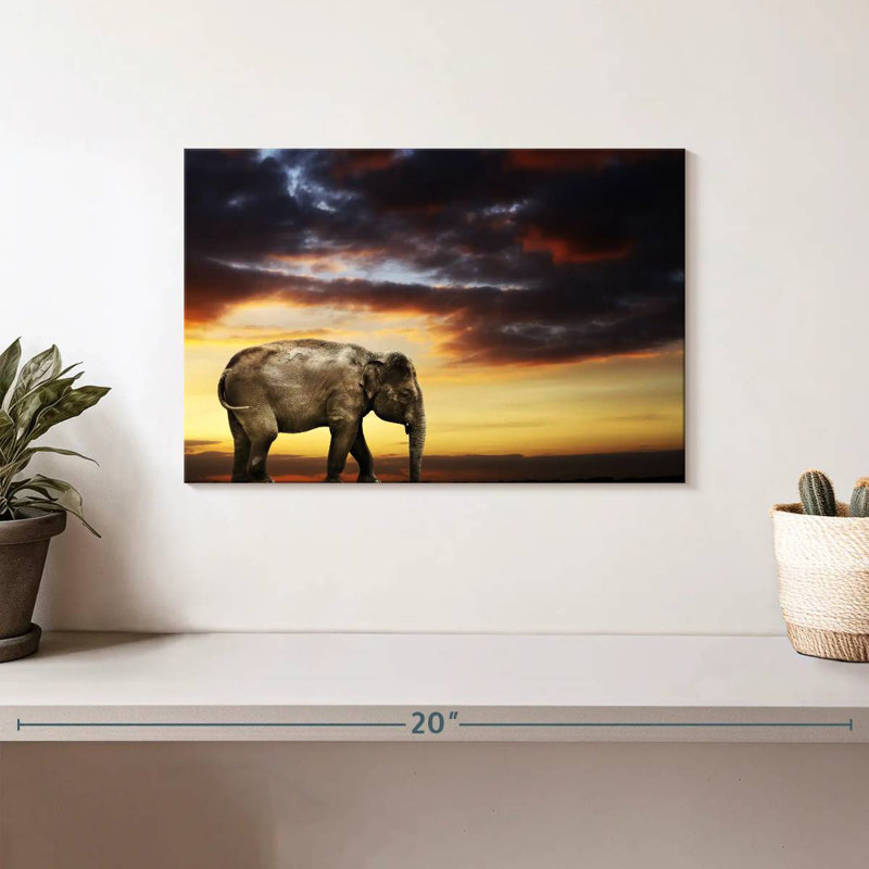 Elephant At Dusk, 8" H x 12" W
