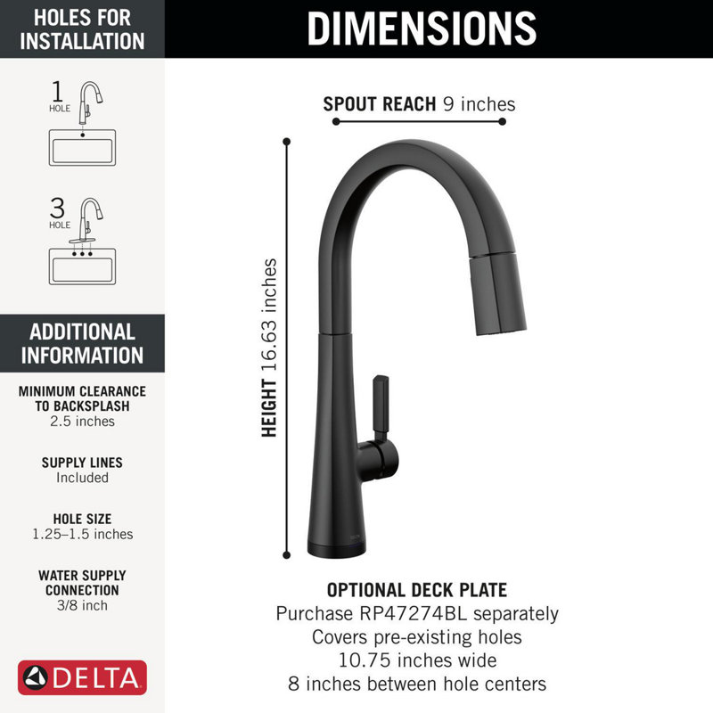 Monrovia Touchless Bar Faucet with Touch Technology, Matte Black