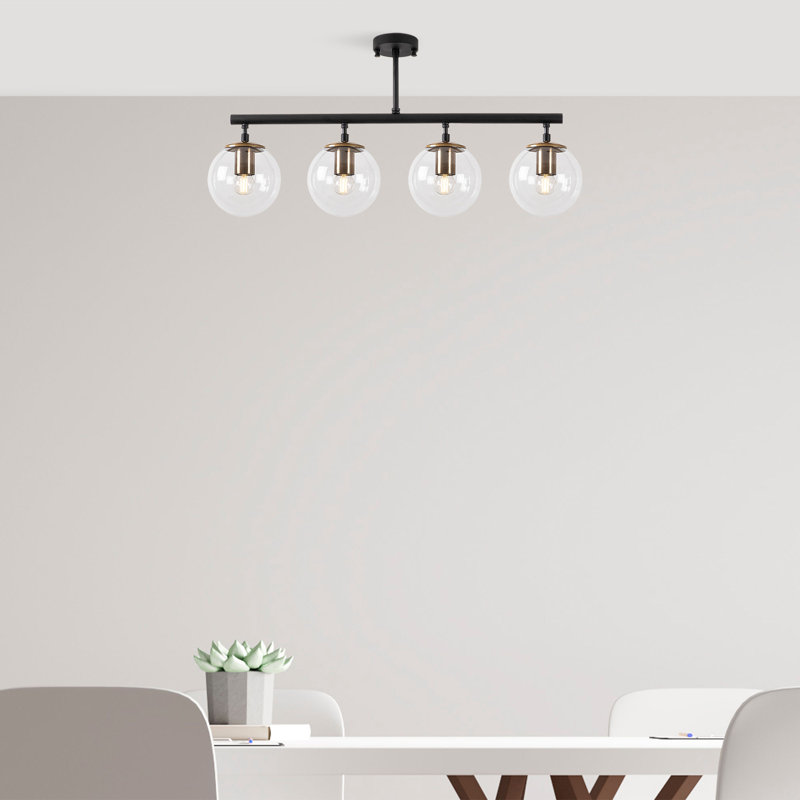 Luminaire suspendu linéaire à 4 lumières pour îlot de cuisine Luper, Noir