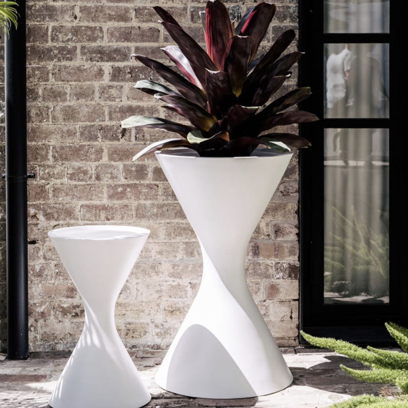 Spritz Fiberstone Hourglass Pot Planter - H24.5" - White, 24.5" H x 15" W x 15" D, White