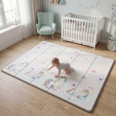 Double-sided Toddler Play Mat, Unicorn & Moon and Stars