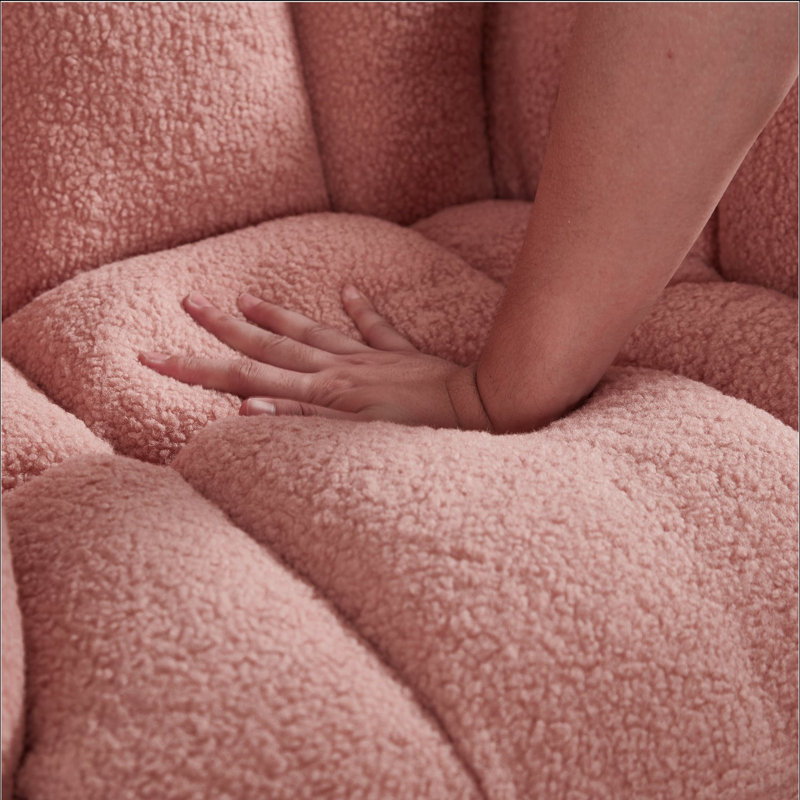 Fauteuil berçant et oscillant rembourré avec tissu, Pink, Pink