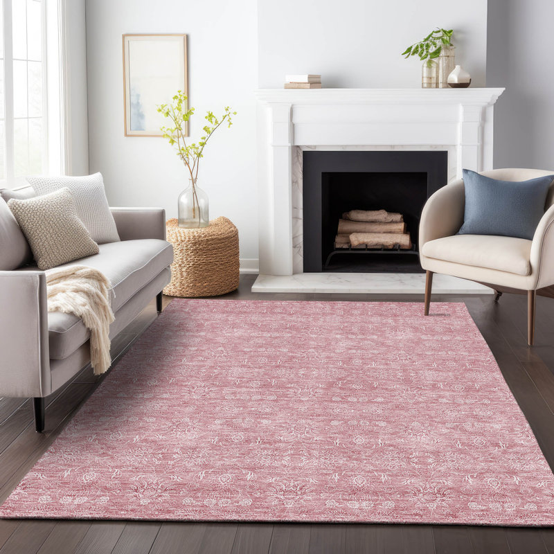 Premium Machine Washable Prisco Blush Rug, Rectangle 10' x 14'